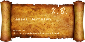 Kassai Bertalan névjegykártya